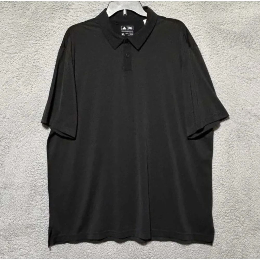 Adidas Golf Polo Shirt Mens XL Black Striped Performance Short Sleeve